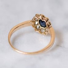 Load image into Gallery viewer, Antique 14K Yellow Gold Sapphire and Diamond Halo Ring