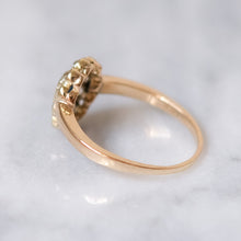 Load image into Gallery viewer, Antique 14K Yellow Gold Sapphire and Diamond Halo Ring