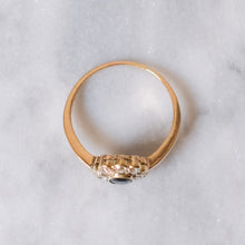 Load image into Gallery viewer, Antique 14K Yellow Gold Sapphire and Diamond Halo Ring