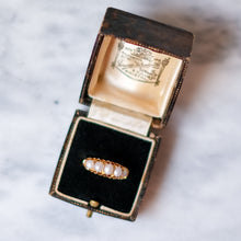 Load image into Gallery viewer, Antique Victorian 15K Yellow Gold Half-Loop 5-Stone Pearl Ring