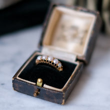 Load image into Gallery viewer, Antique Victorian 15K Yellow Gold Half-Loop 5-Stone Pearl Ring