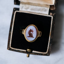 Load image into Gallery viewer, Antique 14K Yellow Gold Unicorn Agate Intaglio Signet Ring