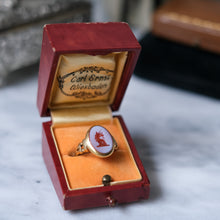 Load image into Gallery viewer, Antique 14K Yellow Gold Unicorn Agate Intaglio Signet Ring