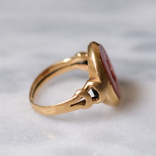 Load image into Gallery viewer, Antique 14K Yellow Gold Unicorn Agate Intaglio Signet Ring