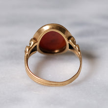 Load image into Gallery viewer, Antique 14K Yellow Gold Unicorn Agate Intaglio Signet Ring