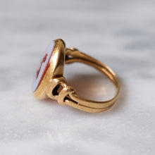 Load image into Gallery viewer, Antique 14K Yellow Gold Unicorn Agate Intaglio Signet Ring