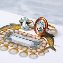 Load image into Gallery viewer, 18K Yellow Gold Oval Faceted Aquamarine Ring