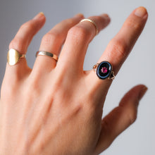 Load image into Gallery viewer, Victorian 18K Yellow Gold Ruby and Bullseye Agate Mourning Ring