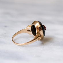 Load image into Gallery viewer, Victorian 18K Yellow Gold Ruby and Bullseye Agate Mourning Ring