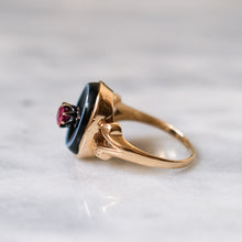 Load image into Gallery viewer, Victorian 18K Yellow Gold Ruby and Bullseye Agate Mourning Ring