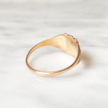Load image into Gallery viewer, Antique 14K Yellow Gold "DB" Emerald Signet Shield Ring Size US 6.5 / UK M.5