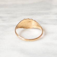 Load image into Gallery viewer, Antique 14K Yellow Gold "DB" Emerald Signet Shield Ring Size US 6.5 / UK M.5