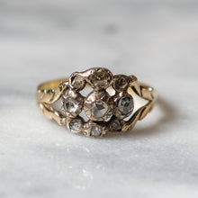 Load image into Gallery viewer, Antique Victorian 18K Yellow Gold Rose-Cut Diamond Floral Cluster Ring circa 1850-70s