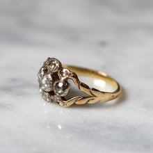 Load image into Gallery viewer, Antique Victorian 18K Yellow Gold Rose-Cut Diamond Floral Cluster Ring circa 1850-70s