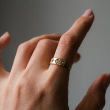 Load image into Gallery viewer, Antique 18K Yellow Gold 3-Stone Diamond Trilogy Ring