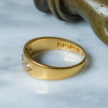 Load image into Gallery viewer, Antique 18K Yellow Gold 3-Stone Diamond Trilogy Ring