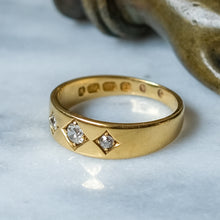 Load image into Gallery viewer, Antique 18K Yellow Gold 3-Stone Diamond Trilogy Ring