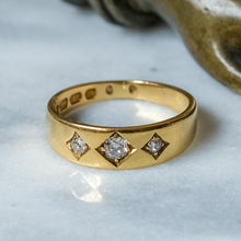 Load image into Gallery viewer, Antique 18K Yellow Gold 3-Stone Diamond Trilogy Ring