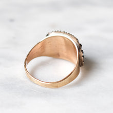 Load image into Gallery viewer, Antique Georgian 9K Rose Gold Amethyst with Jet Stone Halo Mourning Ring