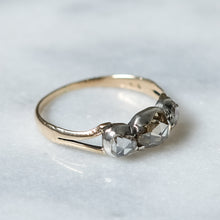 Load image into Gallery viewer, 14K Yellow Gold with Silver 3-Stone Rose-Cut Diamond Ring