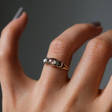 Load image into Gallery viewer, 14K Yellow Gold with Silver 3-Stone Rose-Cut Diamond Ring