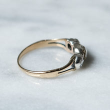 Load image into Gallery viewer, 14K Yellow Gold with Silver 3-Stone Rose-Cut Diamond Ring