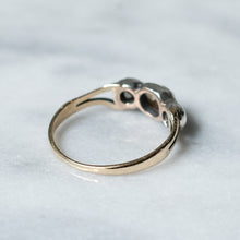 Load image into Gallery viewer, 14K Yellow Gold with Silver 3-Stone Rose-Cut Diamond Ring