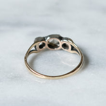 Load image into Gallery viewer, 14K Yellow Gold with Silver 3-Stone Rose-Cut Diamond Ring