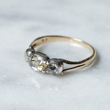 Load image into Gallery viewer, 14K Yellow Gold with Silver 3-Stone Rose-Cut Diamond Ring