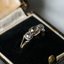 Load image into Gallery viewer, 14K Yellow Gold with Silver 3-Stone Rose-Cut Diamond Ring