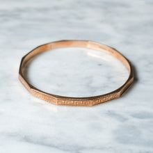 Load image into Gallery viewer, Vintage 9K Rose Gold Greek Key Bangle