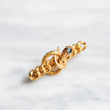 Load image into Gallery viewer, Victorian 14K Yellow Gold Sapphire and Rose Cut Diamond Serpent Brooch