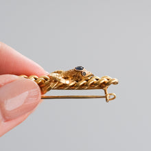 Load image into Gallery viewer, Victorian 14K Yellow Gold Sapphire and Rose Cut Diamond Serpent Brooch