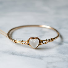 Load image into Gallery viewer, Antique Victorian 15K Rose Gold Cabochon Heart Moonstone Bangle