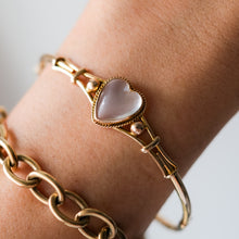 Load image into Gallery viewer, Antique Victorian 15K Rose Gold Cabochon Heart Moonstone Bangle