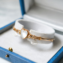 Load image into Gallery viewer, Antique Victorian 15K Rose Gold Cabochon Heart Moonstone Bangle
