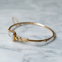 Load image into Gallery viewer, Antique Victorian 15K Rose Gold Cabochon Heart Moonstone Bangle