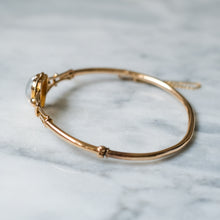 Load image into Gallery viewer, Antique Victorian 15K Rose Gold Cabochon Heart Moonstone Bangle