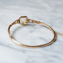 Load image into Gallery viewer, Antique Victorian 15K Rose Gold Cabochon Heart Moonstone Bangle