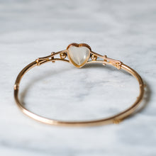 Load image into Gallery viewer, Antique Victorian 15K Rose Gold Cabochon Heart Moonstone Bangle