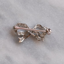 Load image into Gallery viewer, Edwardian / Belle Epoque Platinum Rose-Cut Diamond Bow Brooch