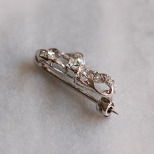 Load image into Gallery viewer, Edwardian / Belle Epoque Platinum Rose-Cut Diamond Bow Brooch