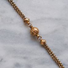 Load image into Gallery viewer, Victorian 9K Rose Gold Albertina Watch Chain with Repousse Heart and Floral Ball and T-Bar