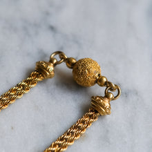 Load image into Gallery viewer, Victorian 15K Yellow Gold Albertina Watch Chain with Textured Ball and T-Bar