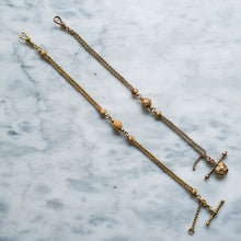 Load image into Gallery viewer, Victorian 15K Yellow Gold Albertina Watch Chain with Textured Ball and T-Bar