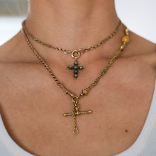 Load image into Gallery viewer, Victorian 15K Yellow Gold Albertina Watch Chain with Textured Ball and T-Bar