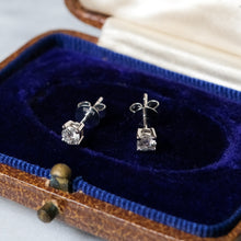 Load image into Gallery viewer, Vintage 18k White Gold Diamond Stud Earrings