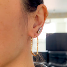 Load image into Gallery viewer, Vintage 9K Yellow Gold Rectangle Twist Hoop Earrings