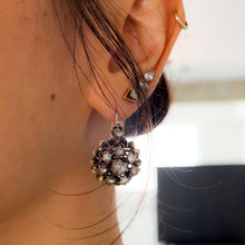 Load image into Gallery viewer, Victorian 14K Rose Gold Diamond Floral Cluster Drop Earrings