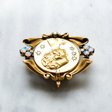 Load image into Gallery viewer, Vintage 14K Yellow Gold Opal and Diamonds Portrait Pendant Brooch